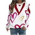 thumbnail image 1 of VALMASS Chandails en Molleton de la Saint-Valentin pour Femmes Manches Longues Col Rond Décontracté Mode Ample Blouses (TG, Blanc-H), 1 of 4