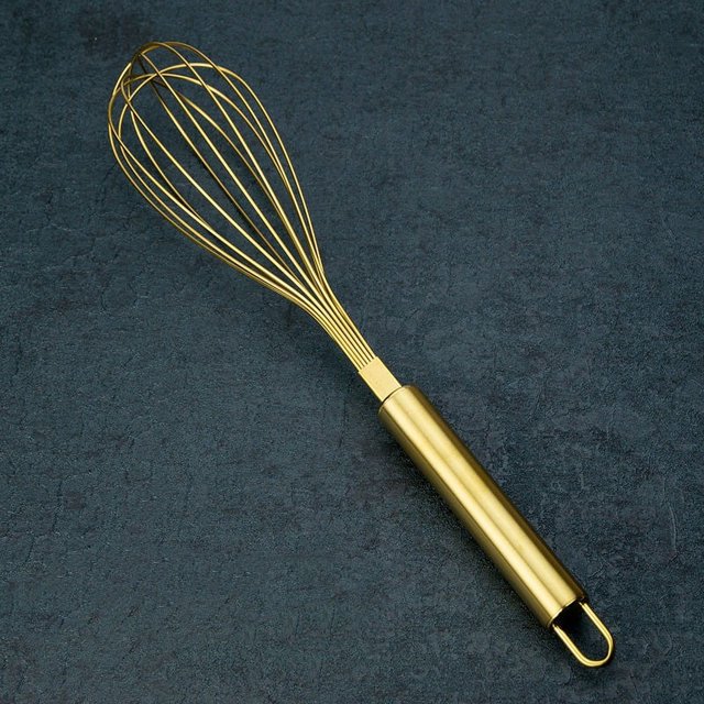 Herramientas manuales multifunción para ensalada de pasteles, batidor de metal grueso, batidores de huevo de latón dorados para cocinar, batidor de alambre de acero dorado, batidora, utensil