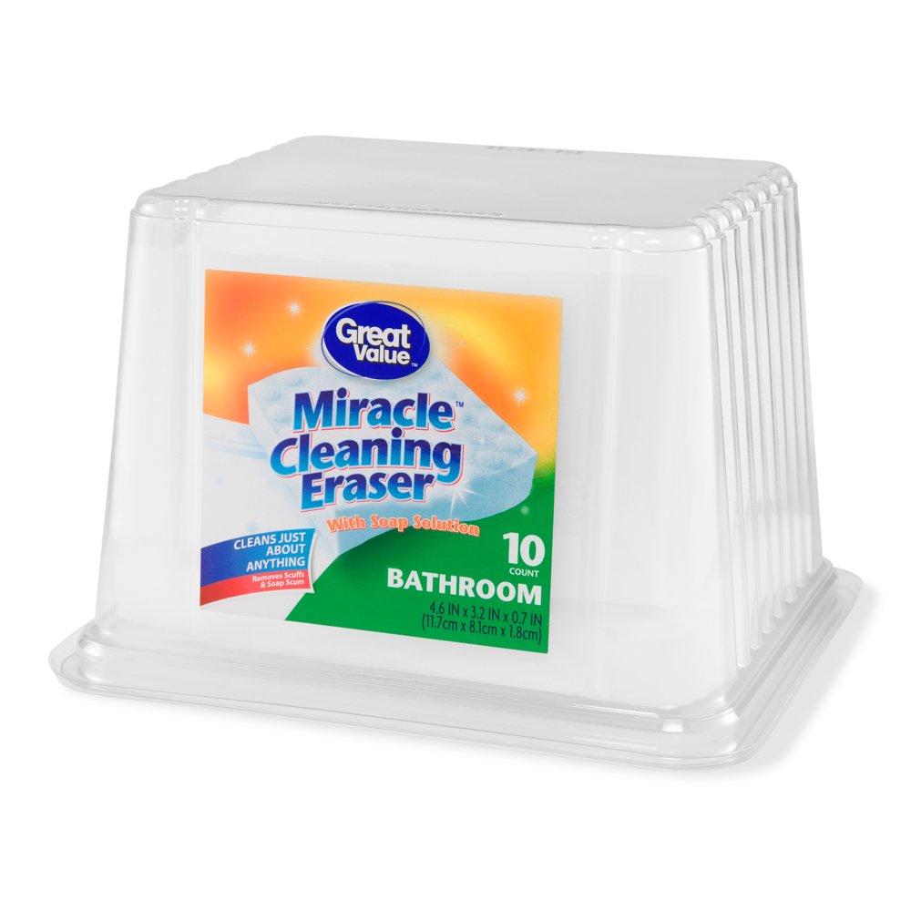 Great Value Miracle Cleaning Erasers with Soap Solution, Bathroom, 10