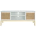 thumbnail image 4 of SAFAVIEH Zadie 1 Shelf Rattan Media Stand, White With Natural Rattan/Gold Legs (54 in. W x 15 in. D x 22 in. H), 4 of 7