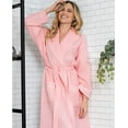 thumbnail image 6 of Lotus Linen Women’s Waffle Robe with Piping - Lightweight Cotton Spa Bathrobe, Blush 3XL, 6 of 6