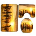 thumbnail image 1 of ABPHQTO Caballos al atardecer Juego de alfombras de baño de 3 piezas Alfombra de baño Alfombra de contorno y tapa de inodoro, 1 of 2