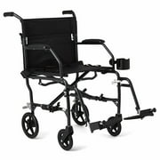 MDS Online Ultralight Transport Chair, 19" Wide Seat, Permanent Desk-Length Arms, Swing Away Footrests, Wheelchair