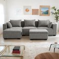 thumbnail image 2 of INGALIK 101.5" Chenille Modular Combination Sofa, U Shaped L Shaped Convertible Sofa with Storage Seat & Pet Cathole Ottoman, Modern Sectionals 5 Seat Sofa Couch Living Room, Grey, 2 of 10