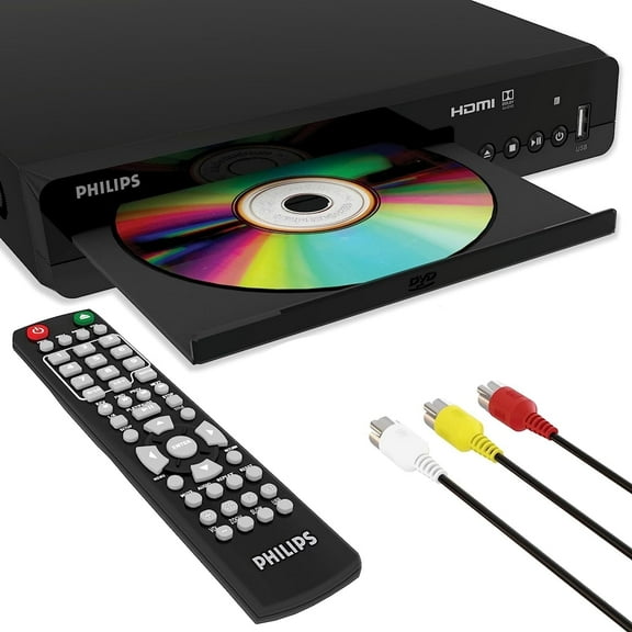 Philips 1080P HD DVD Player with Remote for TV | USB Input & RCA Cable for Home Stereo System