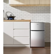 Galanz 3.1 Cu Ft Mini Fridge with Freezer – Stainless Steel, Energy Star, Two-Door Compact Refrigerator