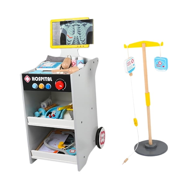 Juego de juguetes médicos para niños,Kit médico para niños Juego de simulación Estación médica,Kit médico para juegos de rol con carrito móvil para niños pequeños,Juego de carrito de