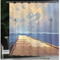 thumbnail image 4 of Ambesonne Wooden Shower Curtain, Bridge Pier Sea Harbor, 69"Wx84"L, Cream Blue, 4 of 5