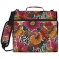 thumbnail image 2 of Zipper Binder with Shoulder Strap 2 inch 3 Ring Waterproof File Folder Organizer Bag 500 Sheet Flowers and Zebra Print, 2 of 8