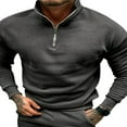 thumbnail image 1 of Solid Color Men‘s Fleece Sweatshirt with Half Zipper and Stand Collar, 1 of 3