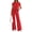 Red, variant on PRETTYGARDEN Women's Summer 2 Piece Matching Lounge Sets Short Sleeve Shirts Tops Wide Leg Pants Travel Airport Outfits