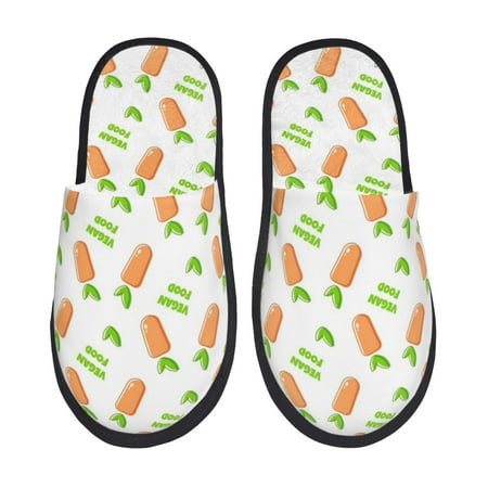 

Sikiie Vegan Fruit Carrot Fuzzy Slip-on Slippers Warm Cozy Soft Lightweight Memory Foam Indoor House ShoesLarge