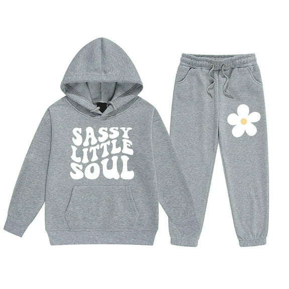 YuYuBao Toddler Girls Outfits Sets Long Sleeve Letters Print Hoodie And Long Pants Set Children Kids Boys Girls Outfits