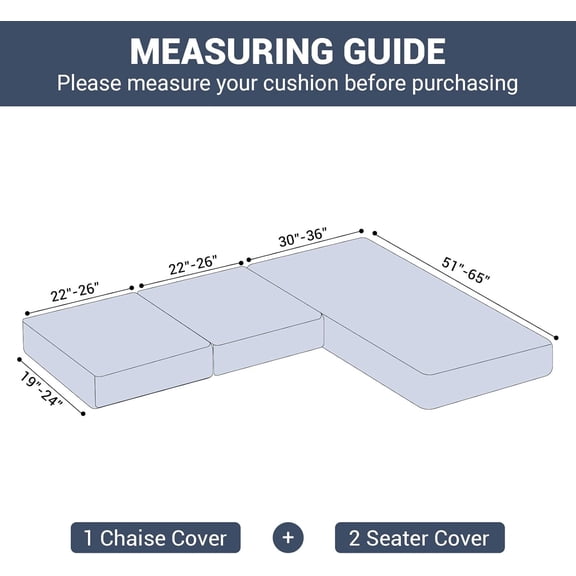 Waterproof Sectional Couch Covers 3 Pieces, Stretch Jacquard Thick Couch Sofa Cushion Covers Washable, Pet Friendly L Shaped Sofa Cover with Elastic Bottom (2 Seater 1 Chaise, Dark Grey)