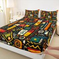 thumbnail image 5 of Manfei African Abstract Queen Sheets, Tribal Queen Sheet Sets, Multicolor and Black, Black Reversible 4 Pieces1 Flat Sheet + 1 Fitted Sheet + 2 Pillowcases, 5 of 6
