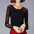 thumbnail image 2 of Camisetas sexys de manga larga para mujer, primavera otoño 2023, camisetas de malla fina, camisetas elegantes con parte inferior, camisetas ajustadas de color sólido para mujer, 2 of 5