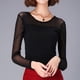 thumbnail image 2 of Camisetas sexys de manga larga para mujer, primavera otoño 2023, camisetas de malla fina, camisetas elegantes con parte inferior, camisetas ajustadas de color sólido para mujer, 2 of 5
