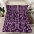 thumbnail image 2 of jejeloiu Victorian Baroque Floral Queen Sheet Sets,Purple Vintage Damask Bed Set For Girls Boys 4pcs, 2 of 7