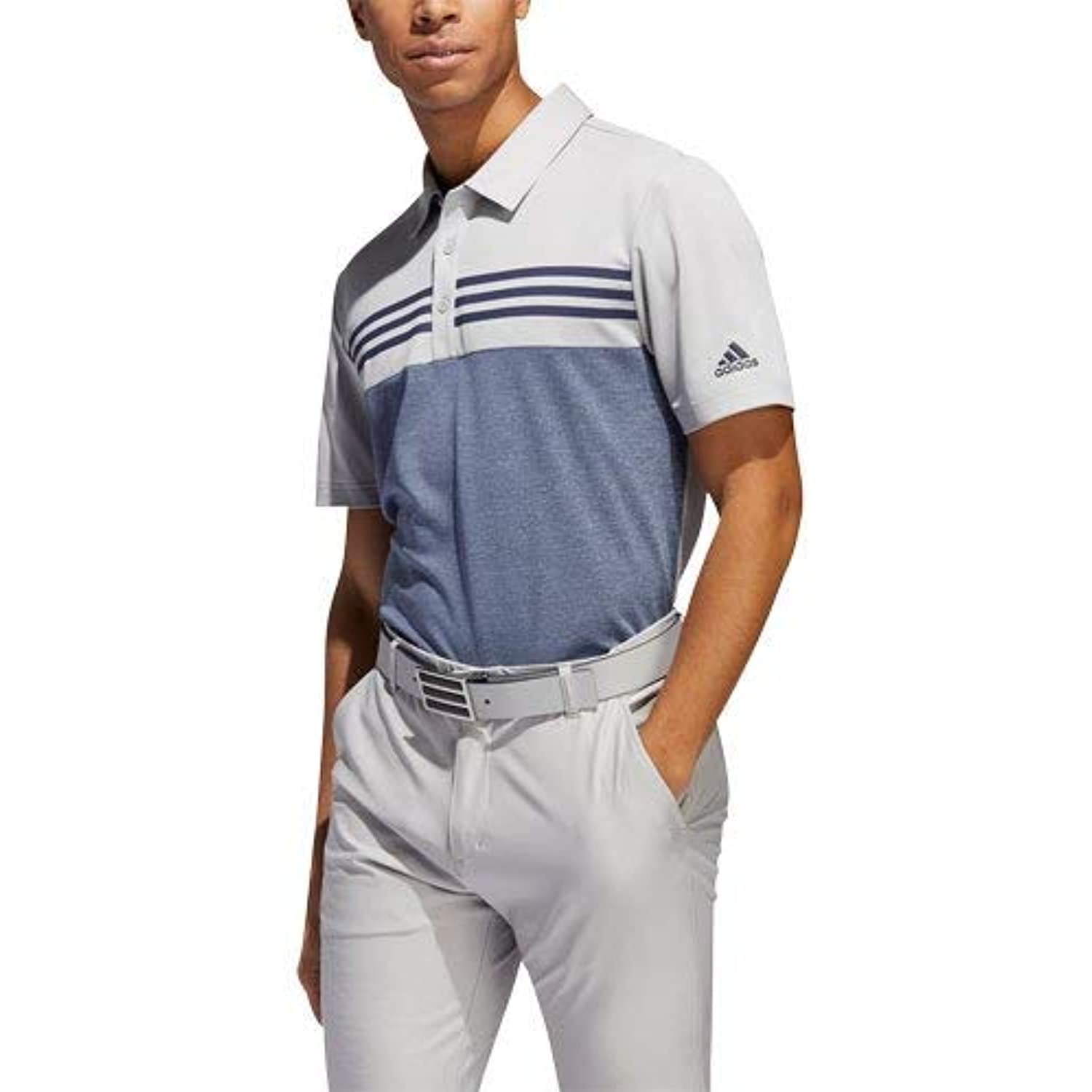 Adidas Golf Men Drive Heather Block Polo Golf Shirt, Gray/Navy Heather - - Walmart.com