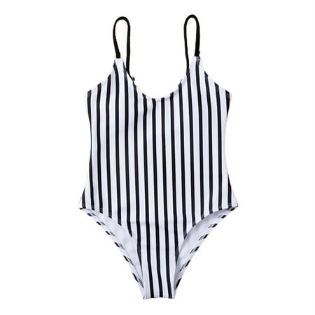 

Kids Swimsuit Girls Swimsuit Beach Sport Thin Straps Black Vertical Striped Swimsuit swimming suits for Kids