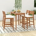 thumbnail image 5 of Gymax Patio Eucalyptus Wood Bar Stools Set of 4 Outdoor Bar Height Patio Chairs w/ Cushions, 5 of 10