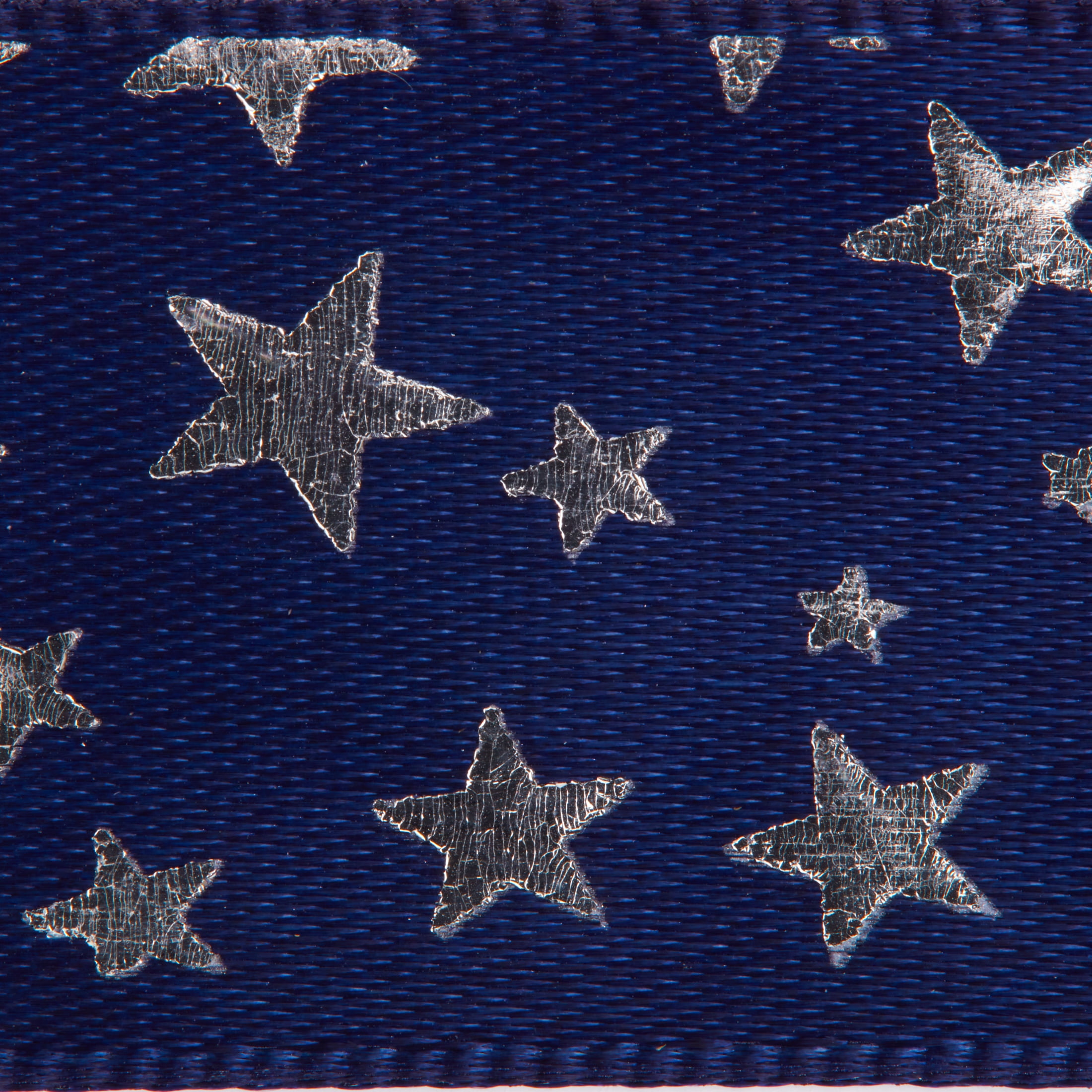 Offray Ribbon, Navy 7/8 inch Silver Stars Satin Ribbon, 9 feet