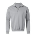 thumbnail image 4 of VNKIDY Men's Sweatshirt Autumn Winter Casual Solid Color Quarter Zip Pullover Stand Collar Long Sleeve Loose Fit Warm Sweatshirt For Daily Wear Versatile Tops, 4 of 6