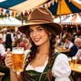 thumbnail image 2 of QSAWXQZ Unisex Bavarian Oktoberfest Hat Wide Brim Fedora Cap for Beer Festival Free Size, 2 of 9