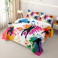 thumbnail image 3 of Feelyou Basketball Silhouette Bed Spread Queen for Boys, Graffiti Splash Art Queen Coverlet Set, 3 Pieces, 3 of 7