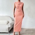 thumbnail image 4 of Lmnyox Bodycon Maxi Dress for Women Sleeveless Mock Neck Long Dress Summer Cocktail Party Club Dress, 4 of 7