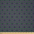 thumbnail image 2 of Ambesonne Navy Blue Fabric by the Yard Microfiber, Geometric Ogee Tile, 5 Yards, Dark Blue Tan, 2 of 2