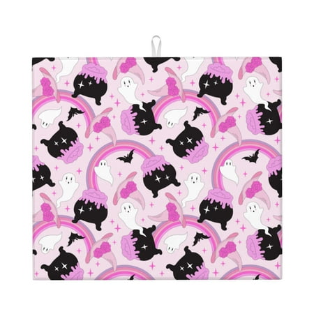 

Matuu Pink Girl Halloween for Dish Drying Mat for Kitchen Counter for Kitchen and Dining Kitchen Counter Accessories 16 x18