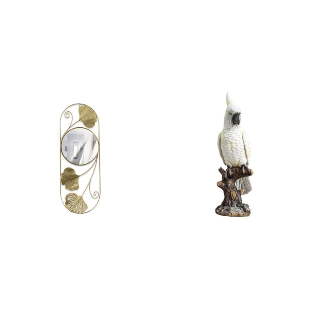 Espejo de pared,Espejo decorativo nórdico para colgar en la pared,Figura de escritorio,Figura de loro para escritorio,oficina,decoración del hogar,Estatua de pájaro de resina,regalo de