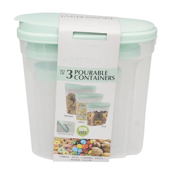 DDI 2335330 Flip Top Plastic Container Set Mint & Clear, 3 Piece