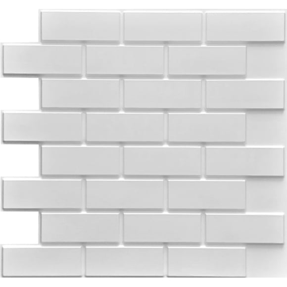 Dundee Deco's Pearl White Faux Brick PVC 3D Wall Panel, 2 ft X 2 ft (60cm X 60cm), Interior Design Wall Paneling Decor Commercial and Residential Application, 3.8 sq. ft. (0.35 sq. m) each