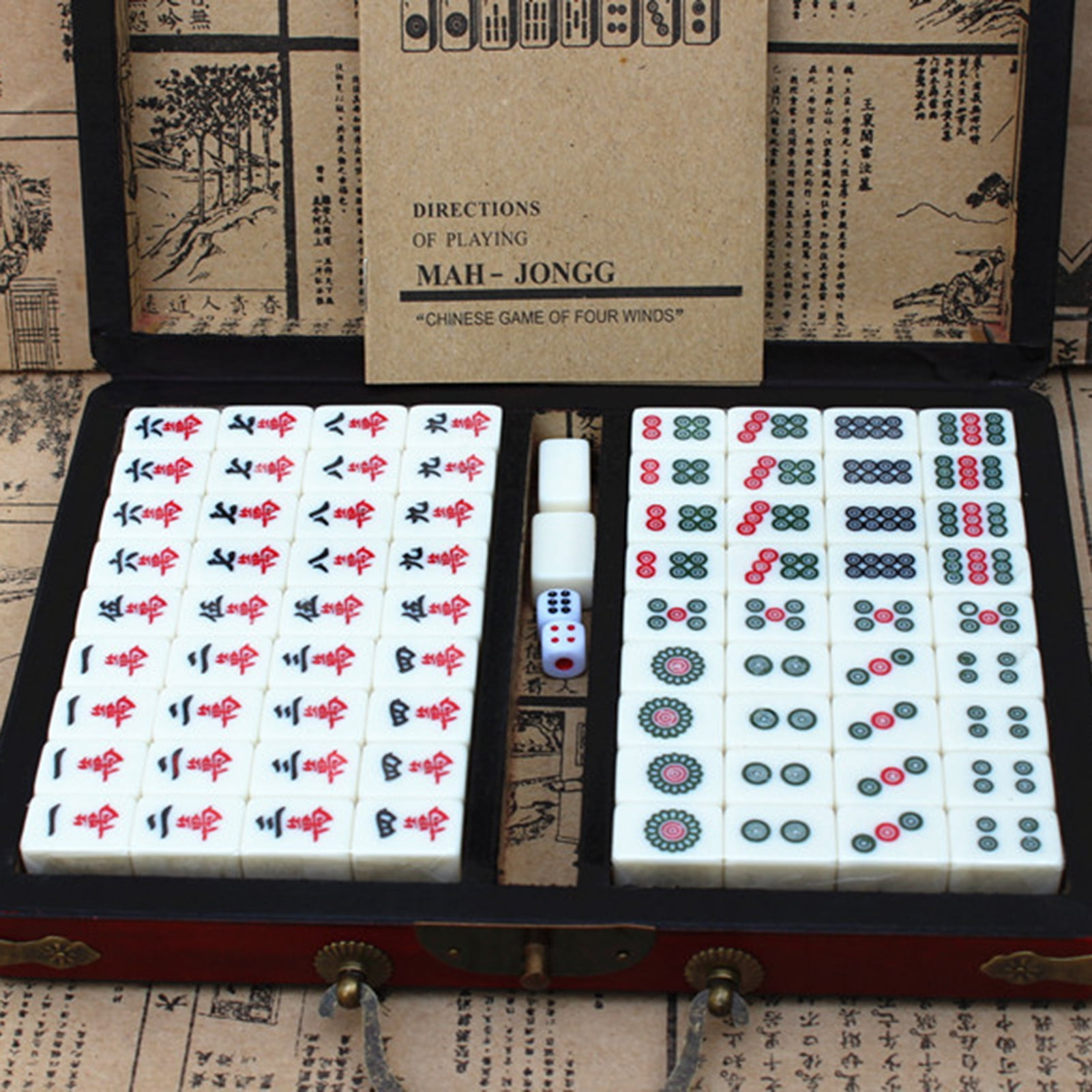 Mahjong 146 Tiles Scratch-resistant Mini Size Melamine Chinese Mahjong for Home