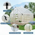 thumbnail image 6 of 8'x12' Walk-in Greenhouse – Heavy-Duty Aluminum Frame, Polycarbonate Panels, Quick Setup, Roof Vent, Large Outdoor Greenhouse Kit for Garden & Backyard, Clear, 6 of 9