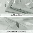 thumbnail image 4 of Ssheer Curta2 Panels Embroidered Leaf Patterned Rod Pocket Flsemi Faux Linen Window Drapes Set For Living Room Bedroom Dining  52x84 Inches Long, 4 of 7
