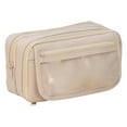 thumbnail image 3 of HandyHome 1pc Large Capacity Pencil Case, Multi Compartments Pencil Pouch with Pockets & Mesh Bags, Flip Cover Pencil Bag with Zipper, High Quality Multi-Purpose Stationery Oraganizer, Beige, 3 of 10