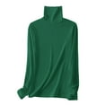 thumbnail image 4 of YEJIMAN Green Womens Shirts, polyester Cute T Shirts, Women Mock Turtleneck Long Sleeve Pullover High Neck Sexy Tight Fitting Priming T Shirt, 4 of 5