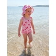 thumbnail image 4 of BemeyourBBs Toddler Baby Girl Swimsuit One Piece Swimsuit Infant Girl Bathing Suit Strawberr Bow Cherry Print Sleeveless Tie Shoulder Swimwear with Swim Cap Summer Beachwear, 4 of 9