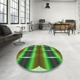 thumbnail image 4 of Ahgly Company Machine Washable Indoor Round Transitional Army Green Area Rugs, 7' Round, 4 of 7