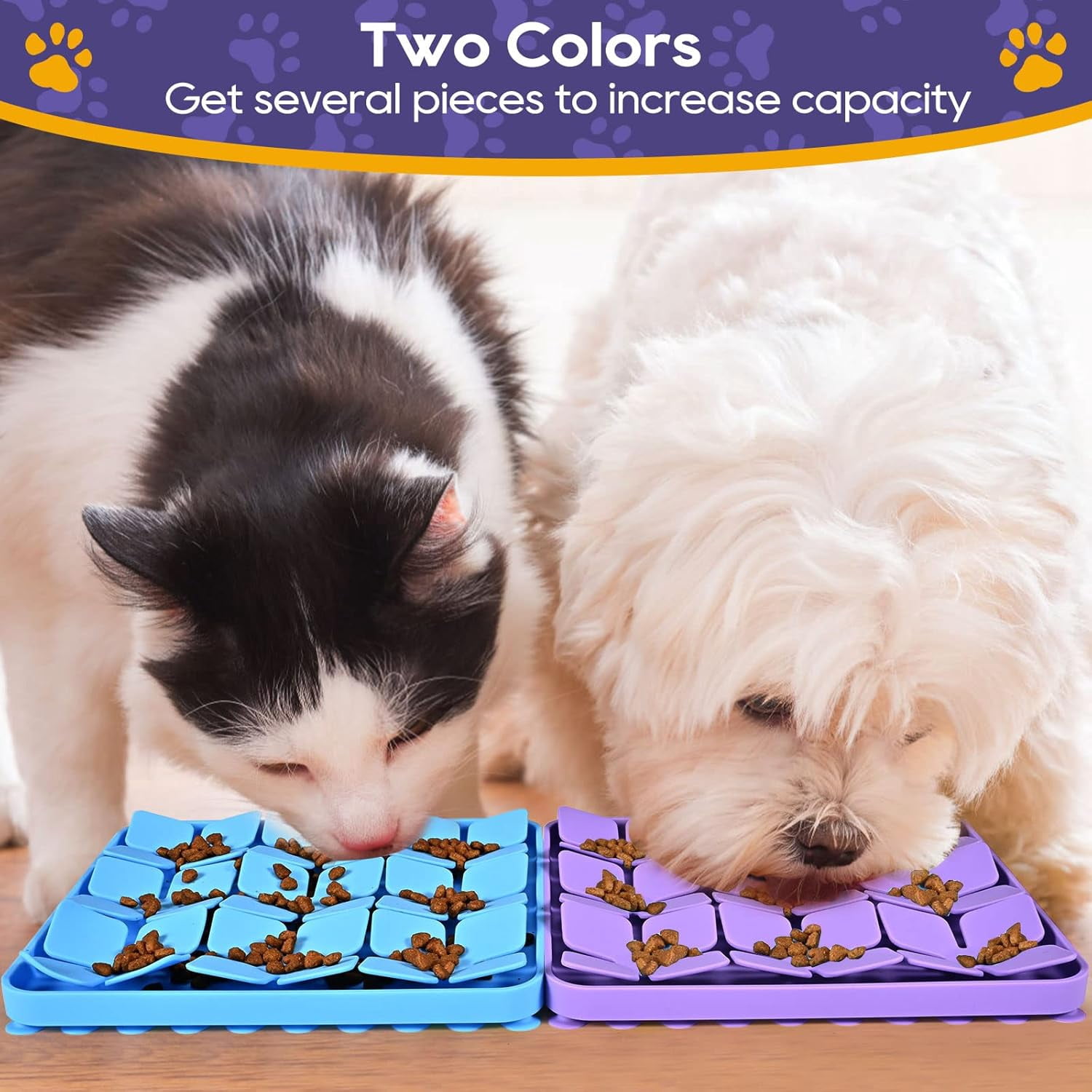 Silicone Snuffle Mat for Dogs, Interactive Dog Puzzle Feeder Sniffing Mat, Dog Licking Mat Enrichment Puzzle Mat for Small Medium Large Breed Dogs Rabbit (Purple)