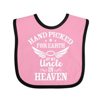 Inktastic Handpicked for Earth by My Uncle in Heaven with Angel Wings Boys or Girls Baby Bib