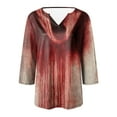 thumbnail image 5 of CAUYDY Womens Fall Shirts Halloween V Neck 3/4 Length Sleeve Pumpkin T-Shirts Thanksgiving Graphic Tee Tops(Brick Red,XL), 5 of 5