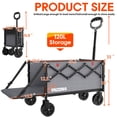 thumbnail image 4 of 360lbs Foldable Wagon Cart with Extended Tailgate, Extra Long Folding Beach Wagon, Collapsible Cart with Wheels, for Grocery, Camp, Shop, Garden,Gray, 4 of 9