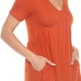 thumbnail image 5 of White Mark Short Sleeve Shirred Front Knit Tunic Top with Pockets, Women's, S-XL, 5 of 6