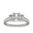 thumbnail image 1 of 1.00 Carat Excellent Radiant Cut Real Diamond New Design Three Stone Ring for Wedding Solid 18K White Gold Size 11, 1 of 6