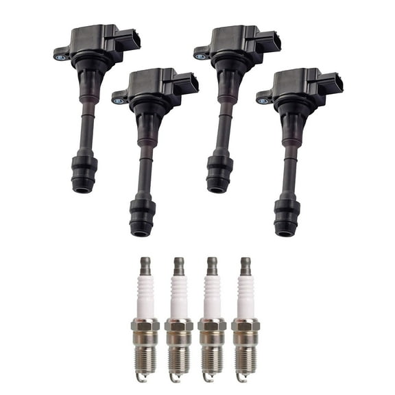 Set of 4 ISA Ignition Coils and 4 Spark Plugs Compatible with 2002-2006 Nissan Altima 2.5L L4 2488cc 152ci  Replacement for UF350