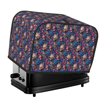 

KLL Skull starry sky flower Print 2 Slice Toaster Dust Covers Kitchen Small Appliance Cover with 2 Pockets Can hold Jam Spreader Knife & Toaster Tongs (11.4 x 7.9 x 7.5)
